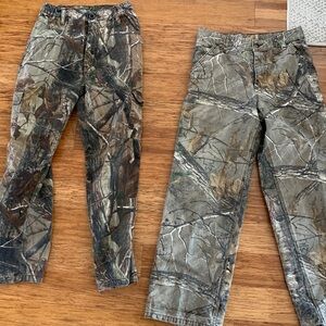 2 pair youth hunting camo pants size 14 (Ranger and Carhartt)